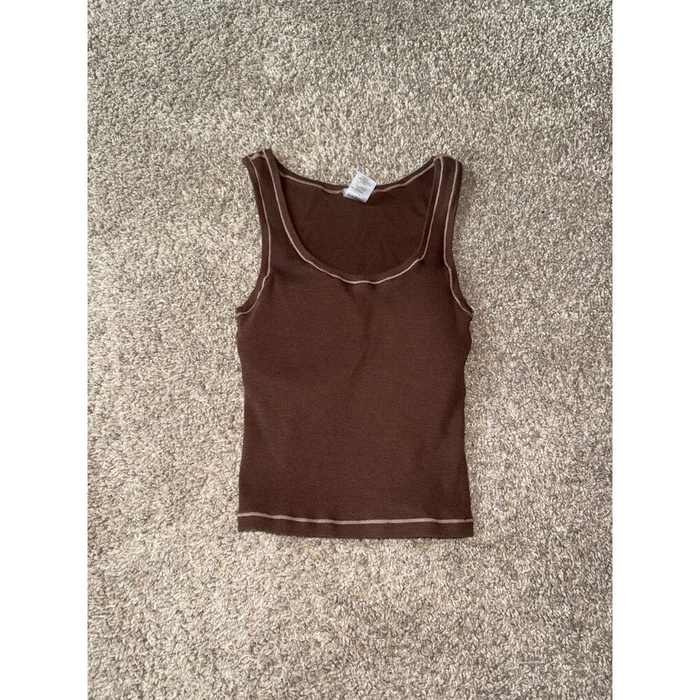 Brown Ribbed Tank Top - Amazon - Medium